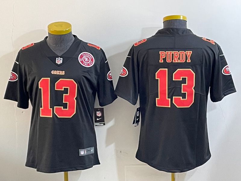 Youth San Francisco 49ers #13 Purdy Black Gold 2024 Nike Vapor Limited NFL Jersey style 12021